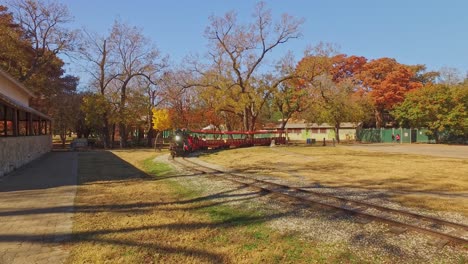 mini size steam engine old cowboy style locomotive that people ride on through the park