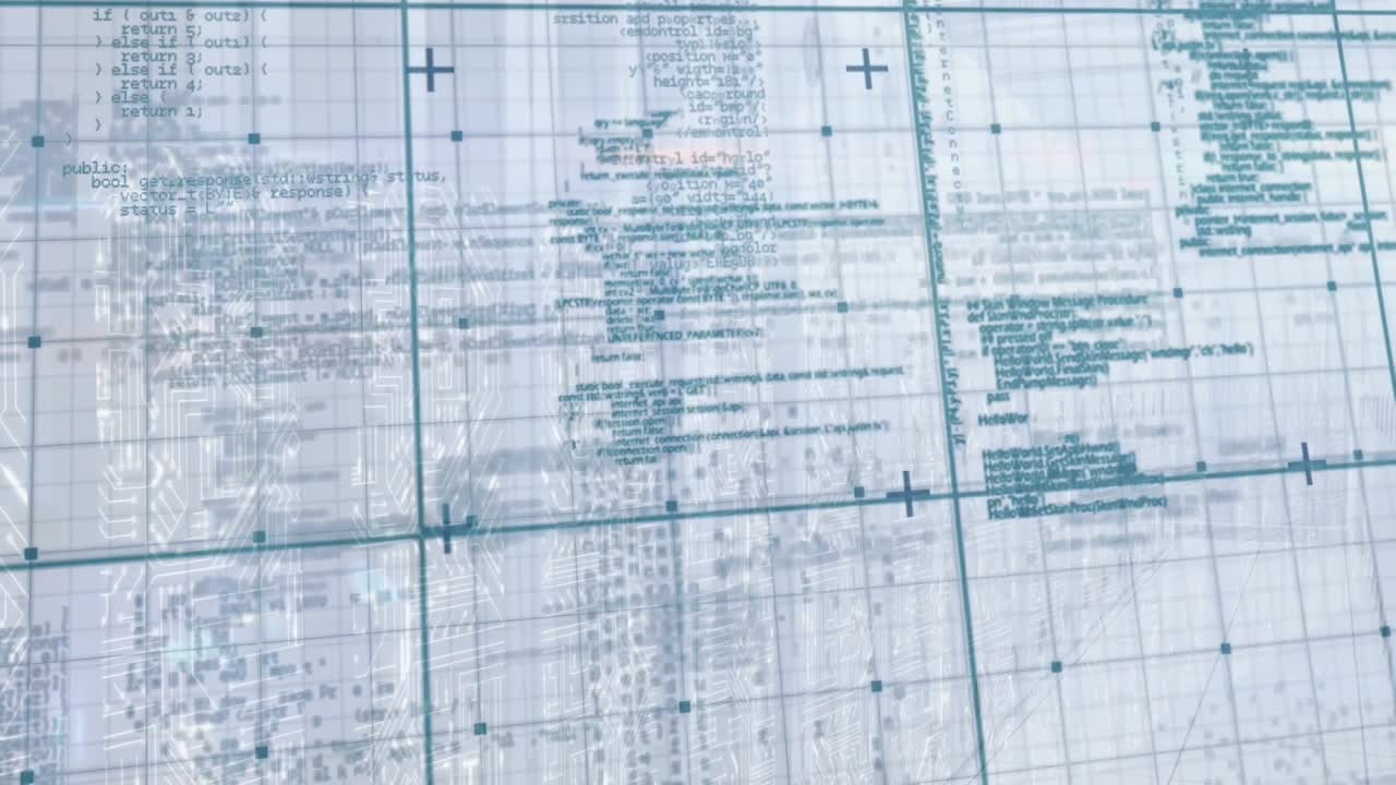 Animation of data processing over white background with lines