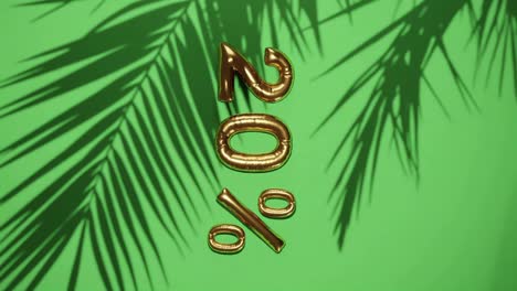 vertical of 20% discount sale on green background with palm tree gentle breeze, holiday summer sale concept special price offers online store e-commerce