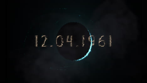 12.04.1961 con luz azul de planeta negro en galaxia