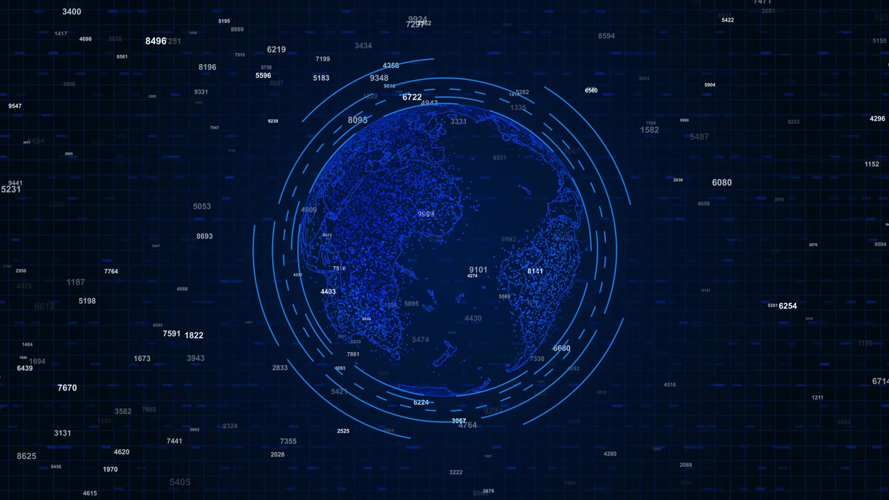 Digital Earth Globe with Data Streams and HUD Interface