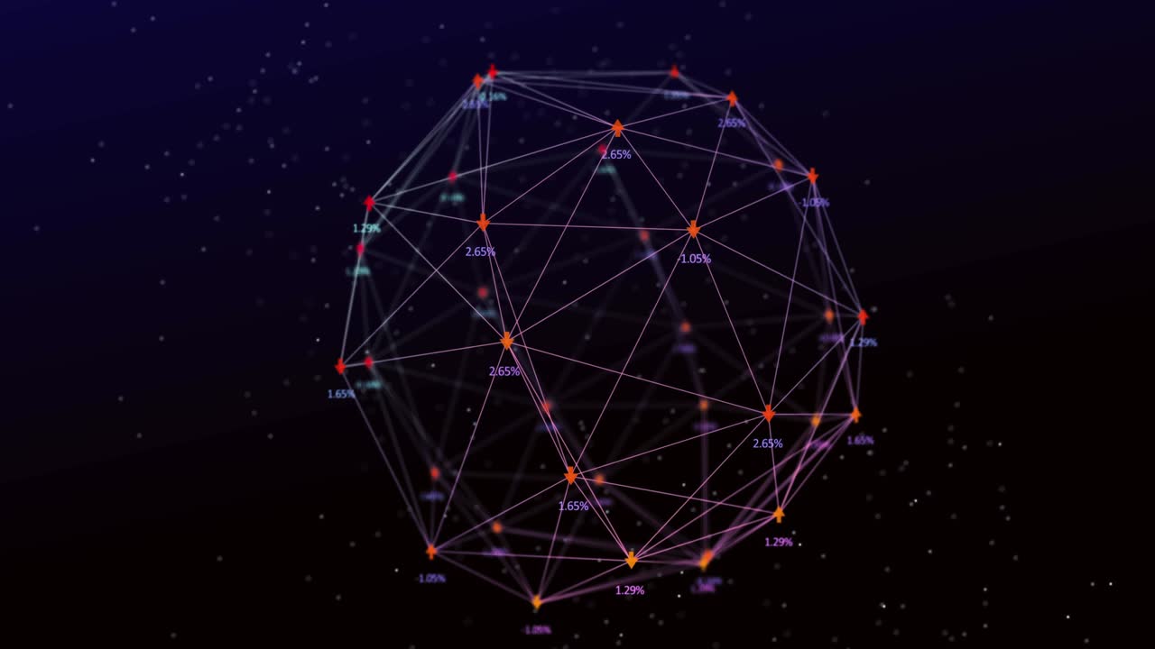 animación de la red de conexiones con procesamiento de datos sobre fondo negro