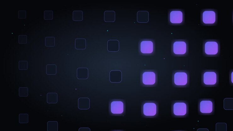 Abstract Digital Background with Glowing Purple Square Grid Animation