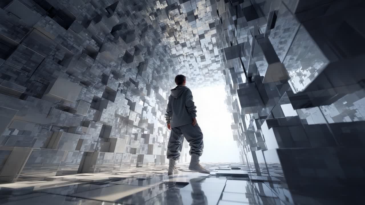 Abstract Futuristic Tunnel with a Person