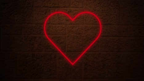 signo de corazón de neón en la pared de ladrillo 4k