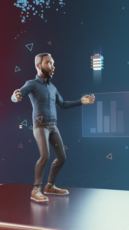 presentación de negocios con hombre animado en 3d
