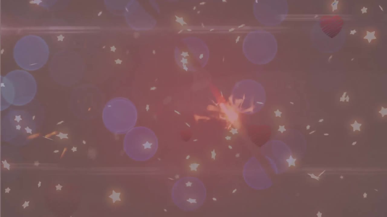 불꽃놀이 위에서 날아다니는 다채로운 불빛의 애니메이션