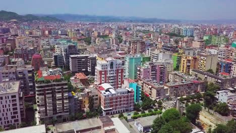 the pastel buildings and city of tirana, albania