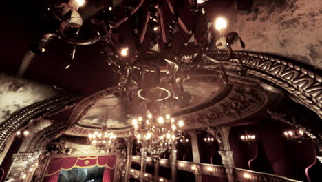 grand opera house interior with ornate chandeliers