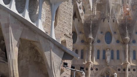 close shot of sagrada de familia cathedral, barcelona, spain, gaudi