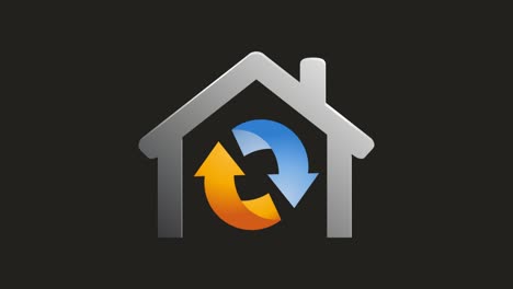 calefacción y aire acondicionado para el hogar, ventilación por ventilador en el hogar. fresco en verano y cálido en invierno. casa de ahorro de energía. ilustración animada.