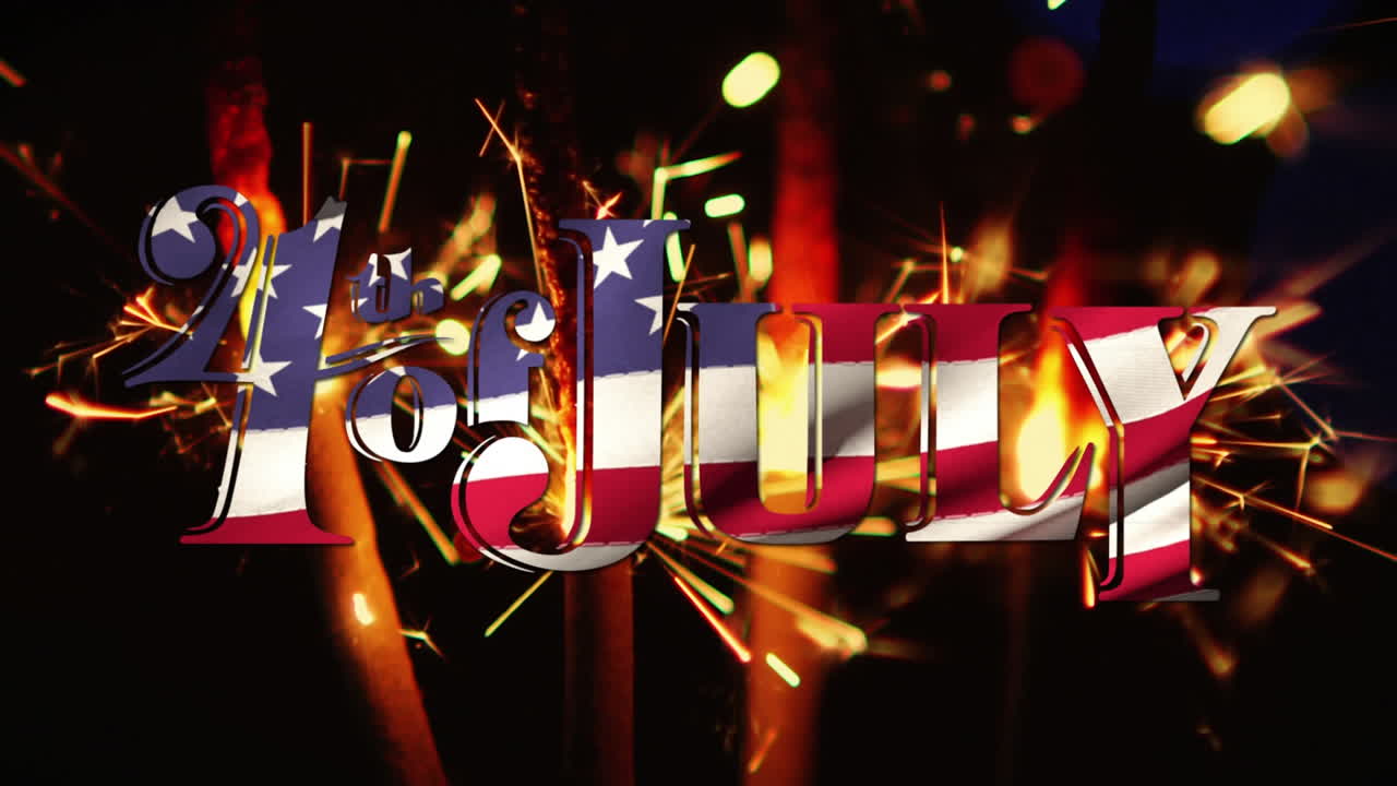 미국 국기와 반이는 7월 4일 문자