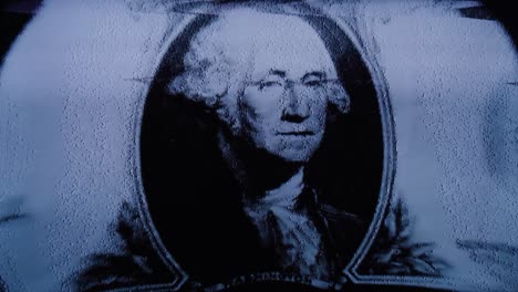 george washington fallo en un billete de un dólar, efecto de fallo de tipo vhs
