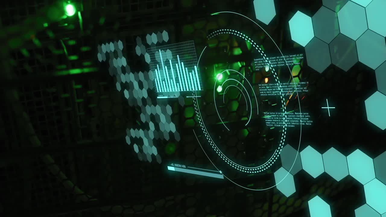 Animation of scope scanning and data processing over server room