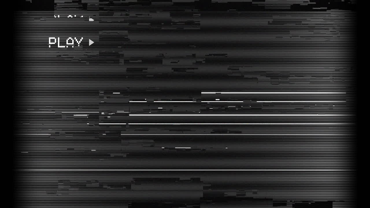 VHS Play Button with Glitch and Static Effect