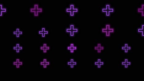 Pulsing-neon-purple-plus-sign-pattern-in-rows