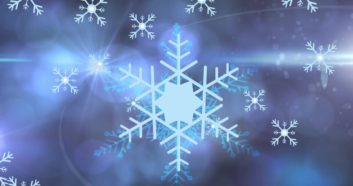 Animación de puntos de luz sobre nieve que cae.