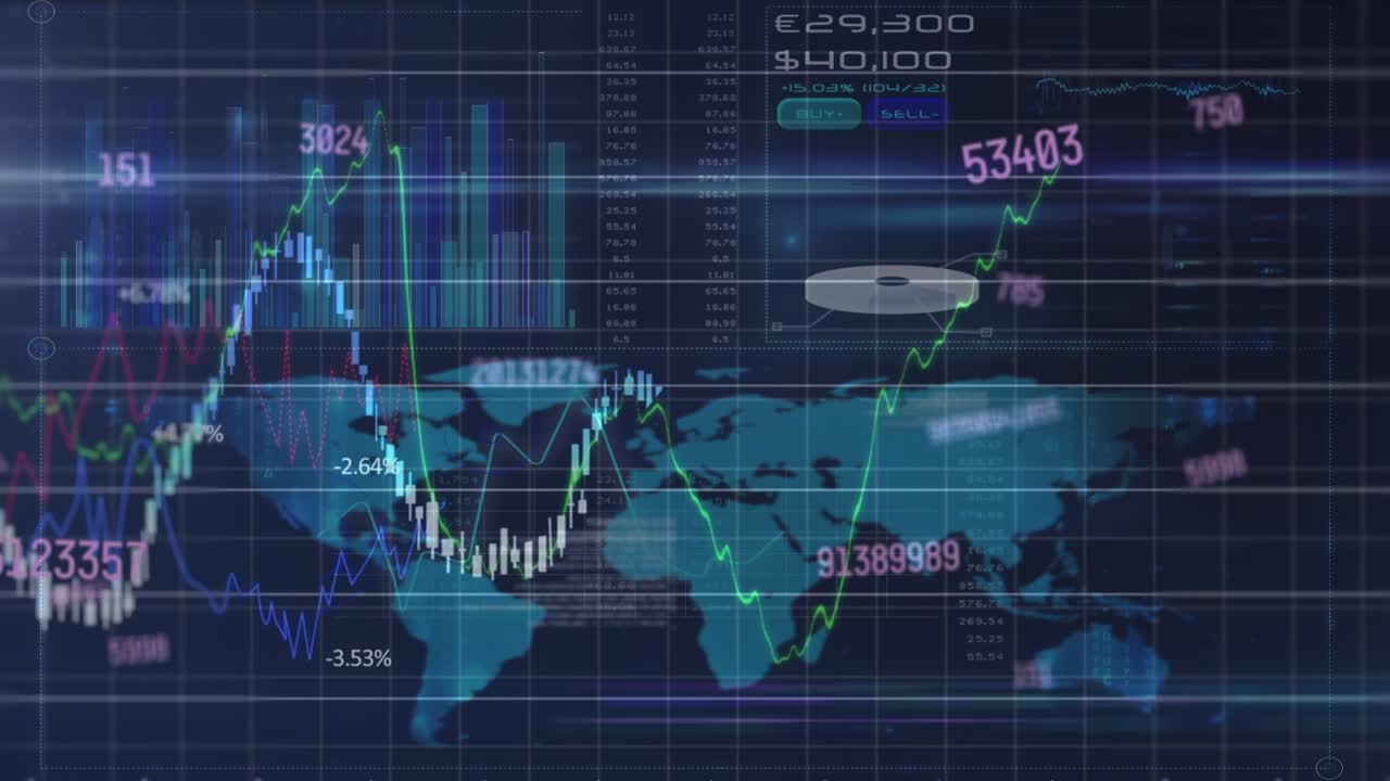 Animazione dell'elaborazione dati su sfondo nero