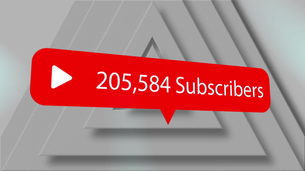 animación del icono y el texto del suscriptor sobre un fondo gris