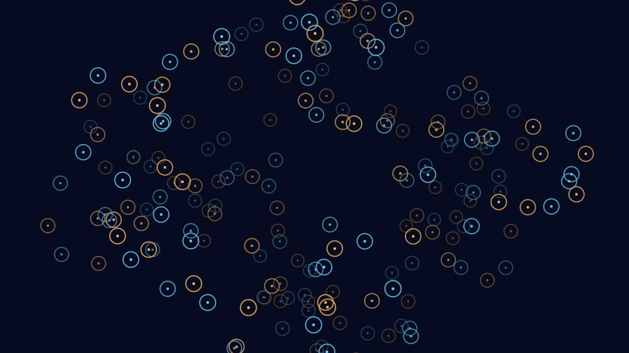 Vibrant blue and orange circular pattern on black background