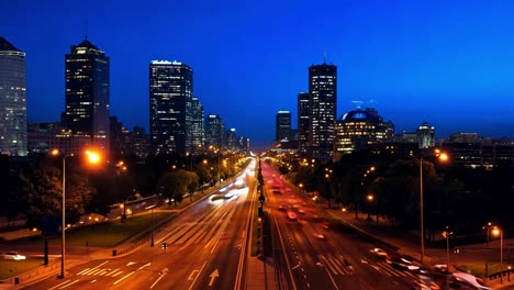 cityscape at night with traffic