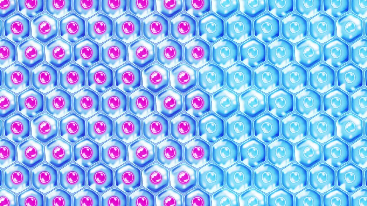 células de la piel humana. cada célula con membrana. terapia celular. tratamiento de enfermedades. núcleo y vacuola. regeneración. animación de bucle.