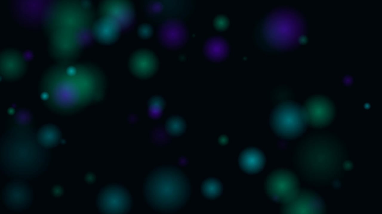 Abstract Motion Background with Floating Teal and Purple Bokeh Particles