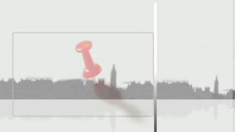 animación del cuadro y el alfiler sobre el paisaje urbano.