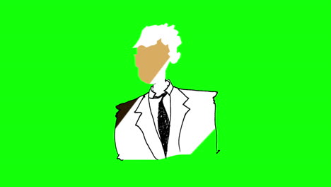 animación de un hombre de negocios pintado que aparece lentamente