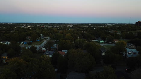 Aerial-shot-overhead-a-residential-neighborhood-in-Georgia-with-the-sun-setting