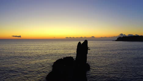 cathedral rocks silhouette with ocean views at sunset in kiama, nsw, australia