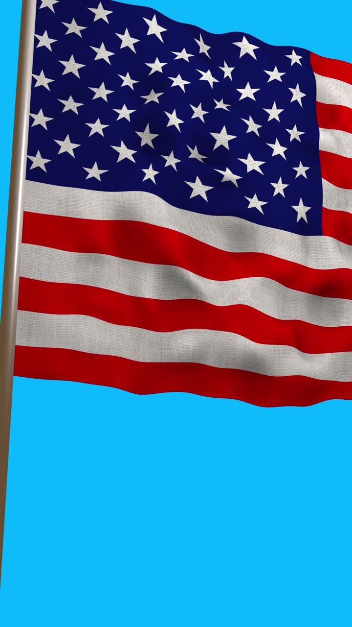 Sømløs loop af USA's nationalflag (USA) vajende på en hvid baggrund. Høj kvalitet 3D-gengivelse af stjernerne og striberne til patriotiske og officielle koncepter