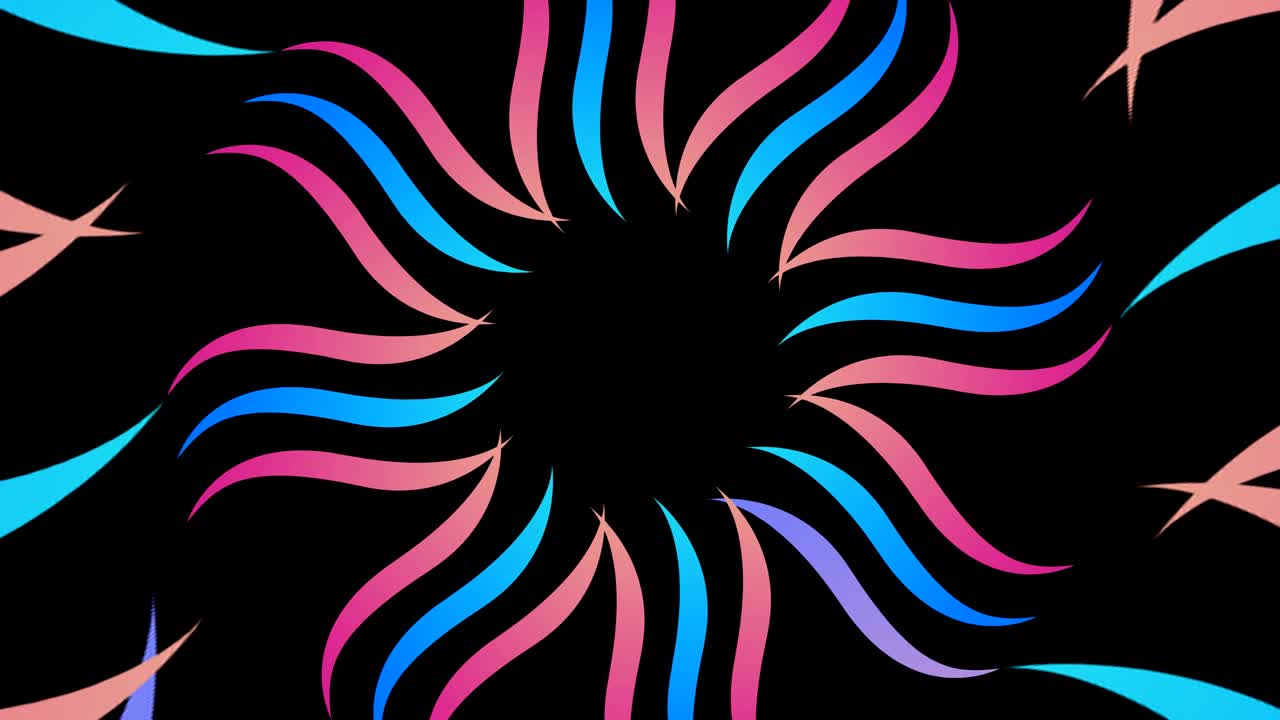 diseño gráfico que gira en el centro y aumenta el tamaño, para cubrir todo el fondo y desaparecer.