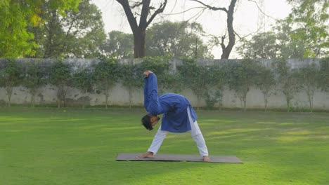 indian man doing advanced yoga