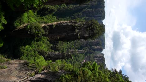 panning left shot of famous sandstone pillar called hallelujah mountain