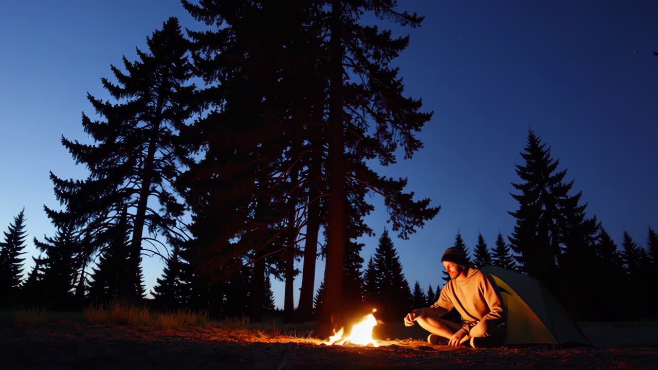 Night Camping in the Woods