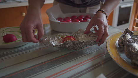 Footage-Of-Family-Painting-Easter-Eggs-In-A-Greek-Village-Indoors