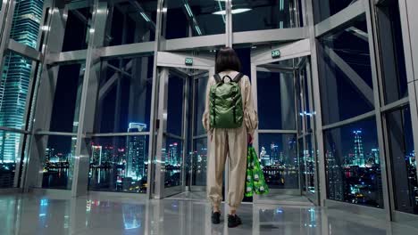 city view from a modern observation deck at night