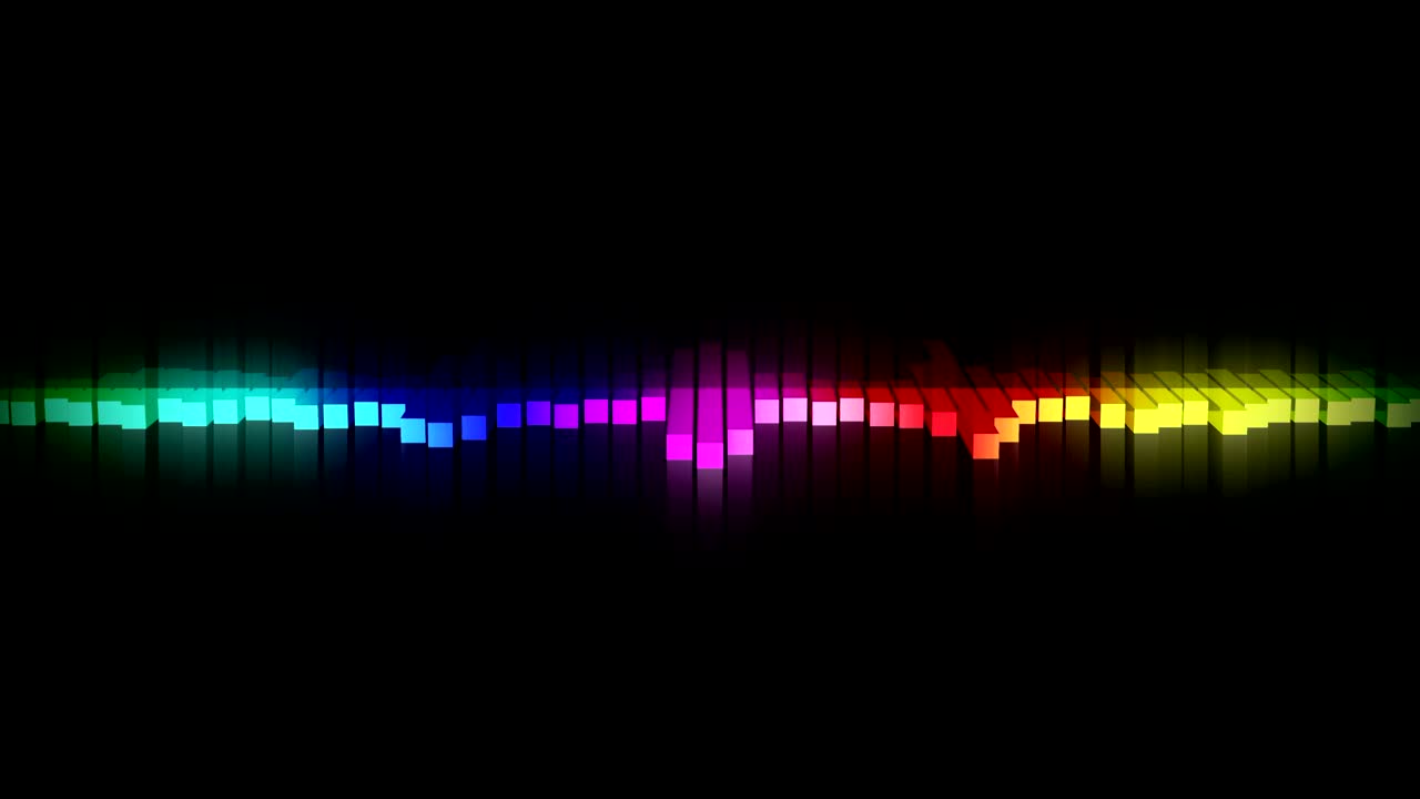 animación de ondas de audio coloridas. onda de sonido de ecualizador. reproductor de música de pulso. concepto de onda de sonido digital futurista. fondo de bucle.