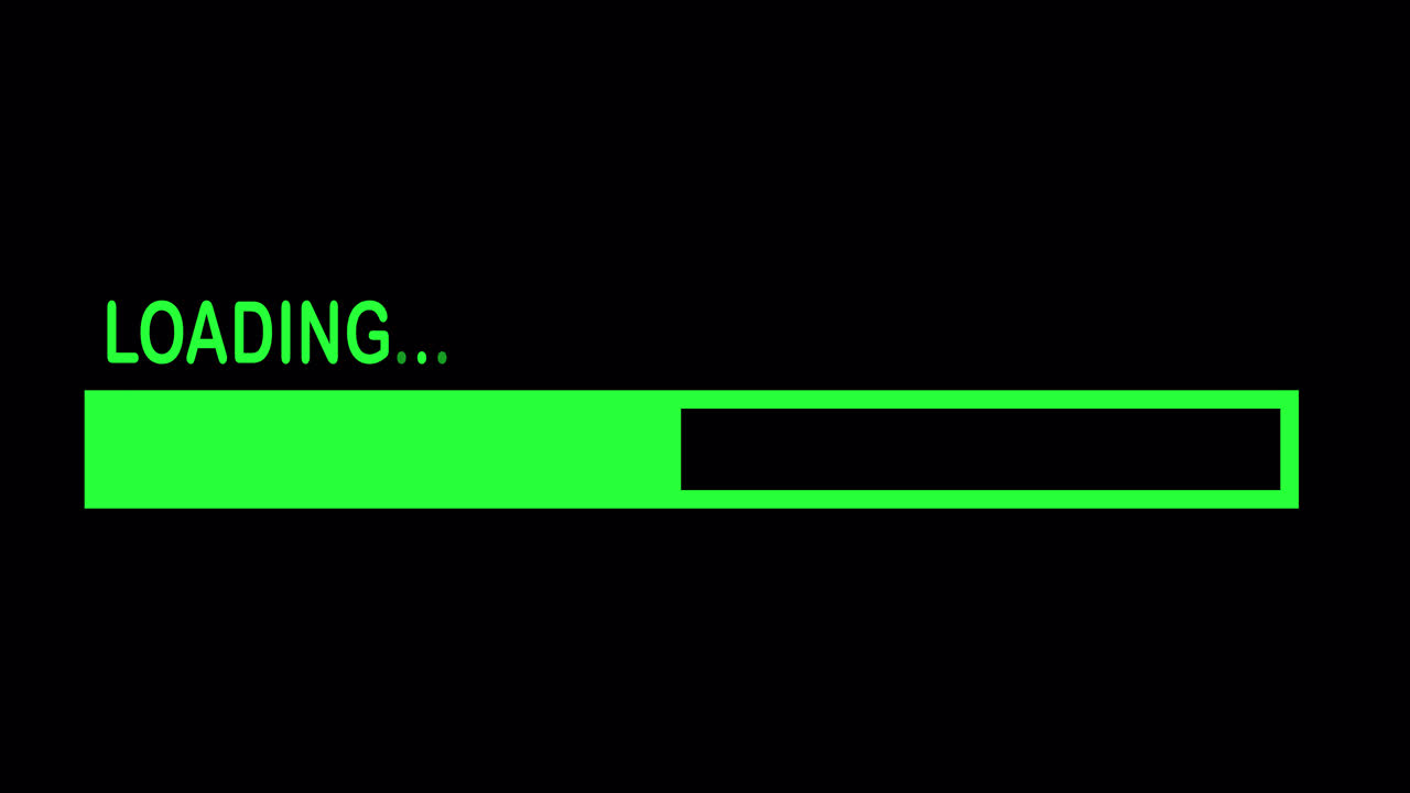 Green Digital Loading Progress Bar Animation on Black Background