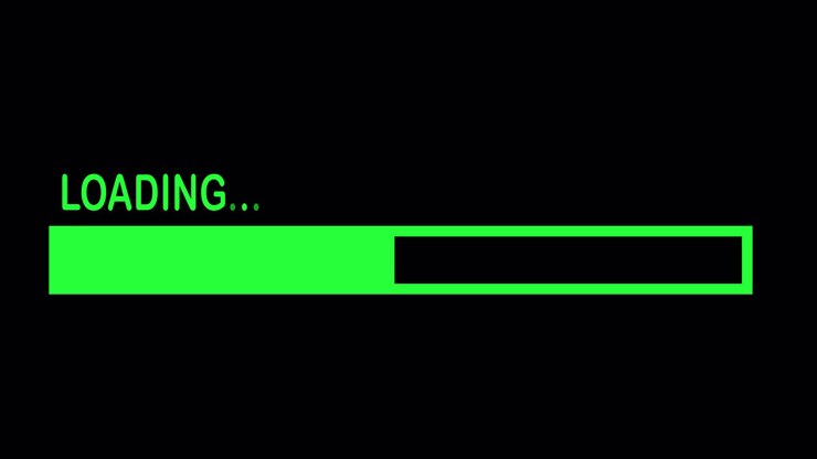 Green Digital Loading Progress Bar Animation on Black Background