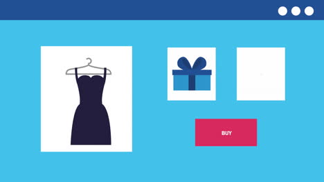 modelo de vestido femenino y botón de compra