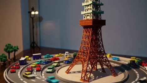 diy tokyo tower miniature cityscape with miniature cars