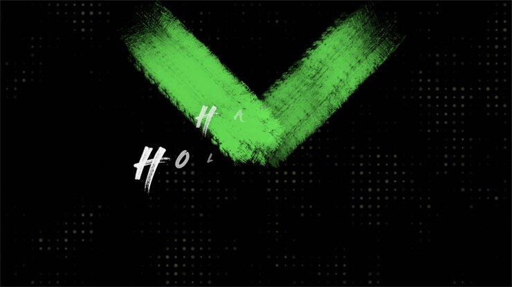 Vibrant brushstroke wishes Happy Holidays in green