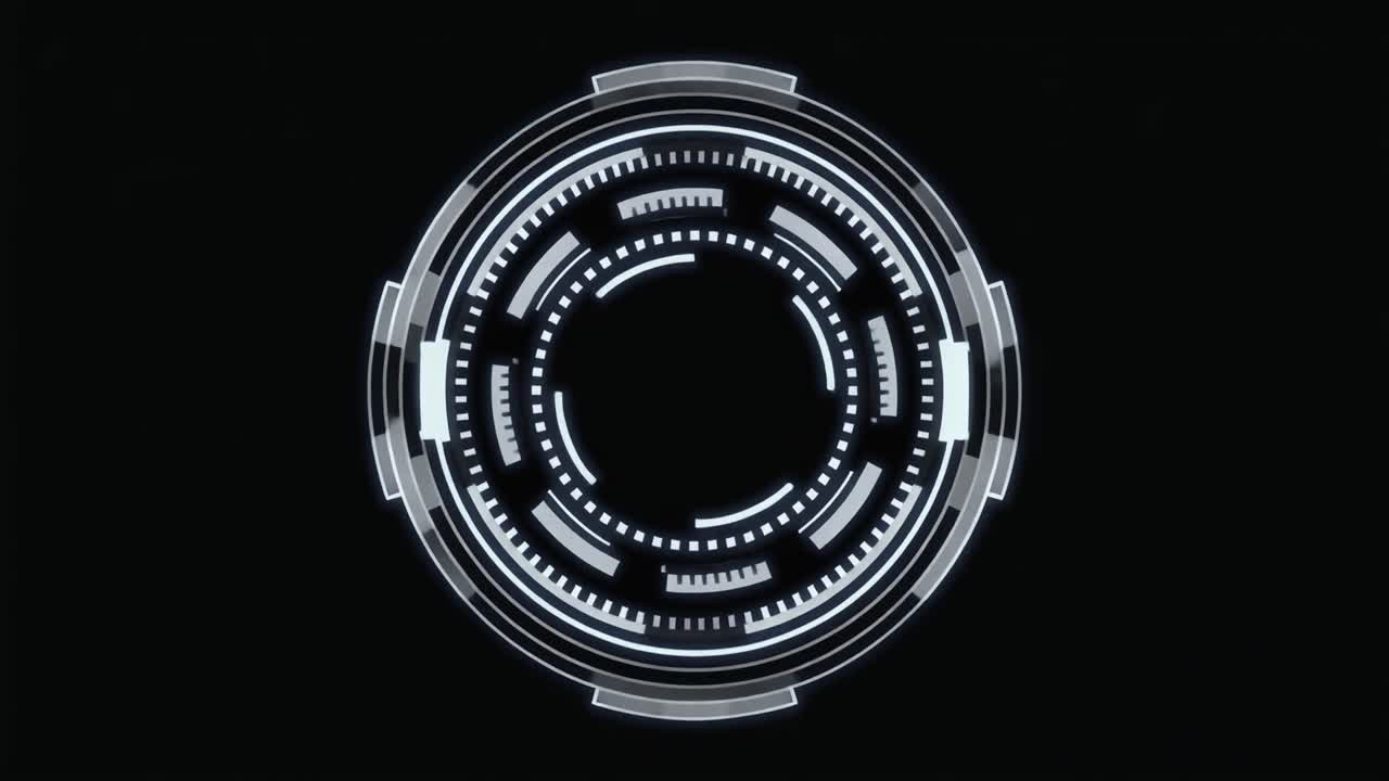 Futuristic Digital HUD Interface Animation on Black Background