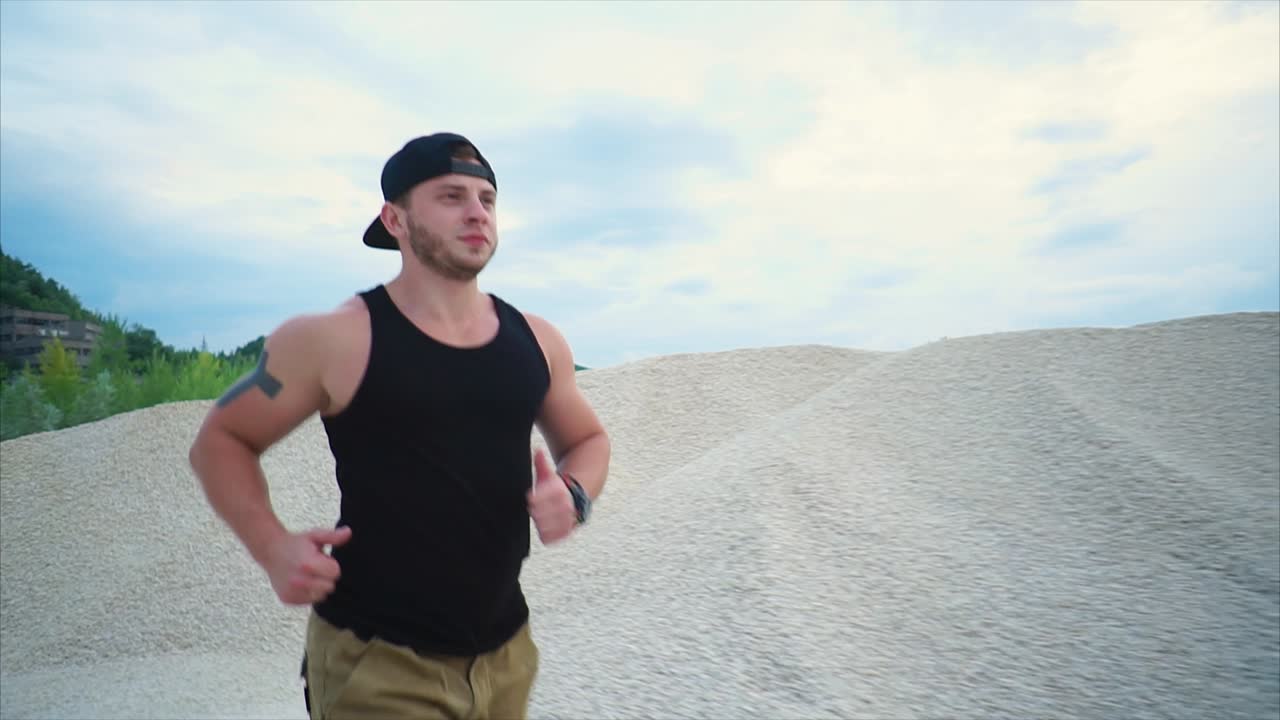 Man Running in a Quarry
