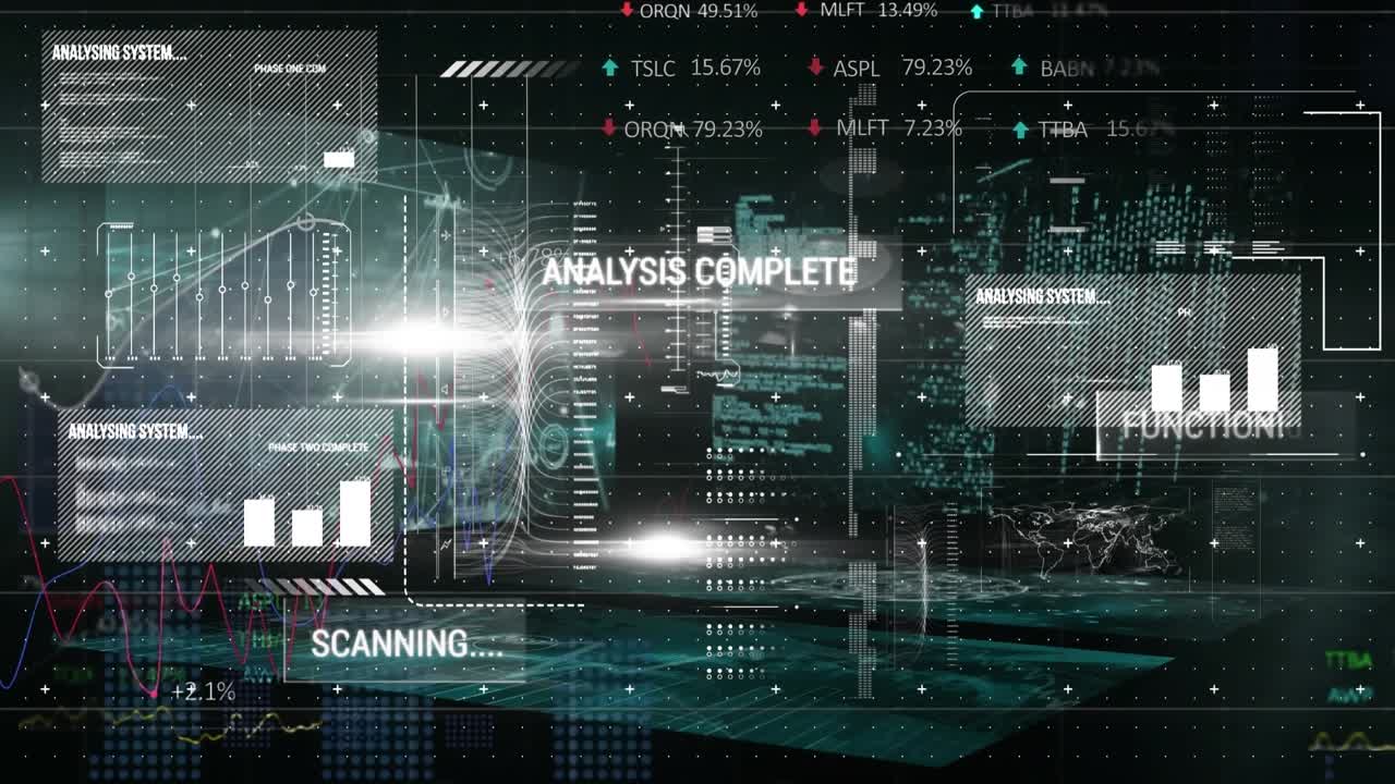 The global stock market data processing concept with numbers and graphs