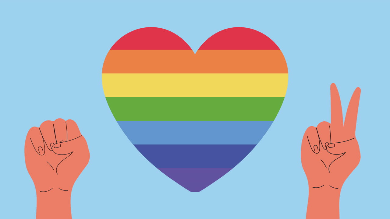 Pride Heart with Raised Hands