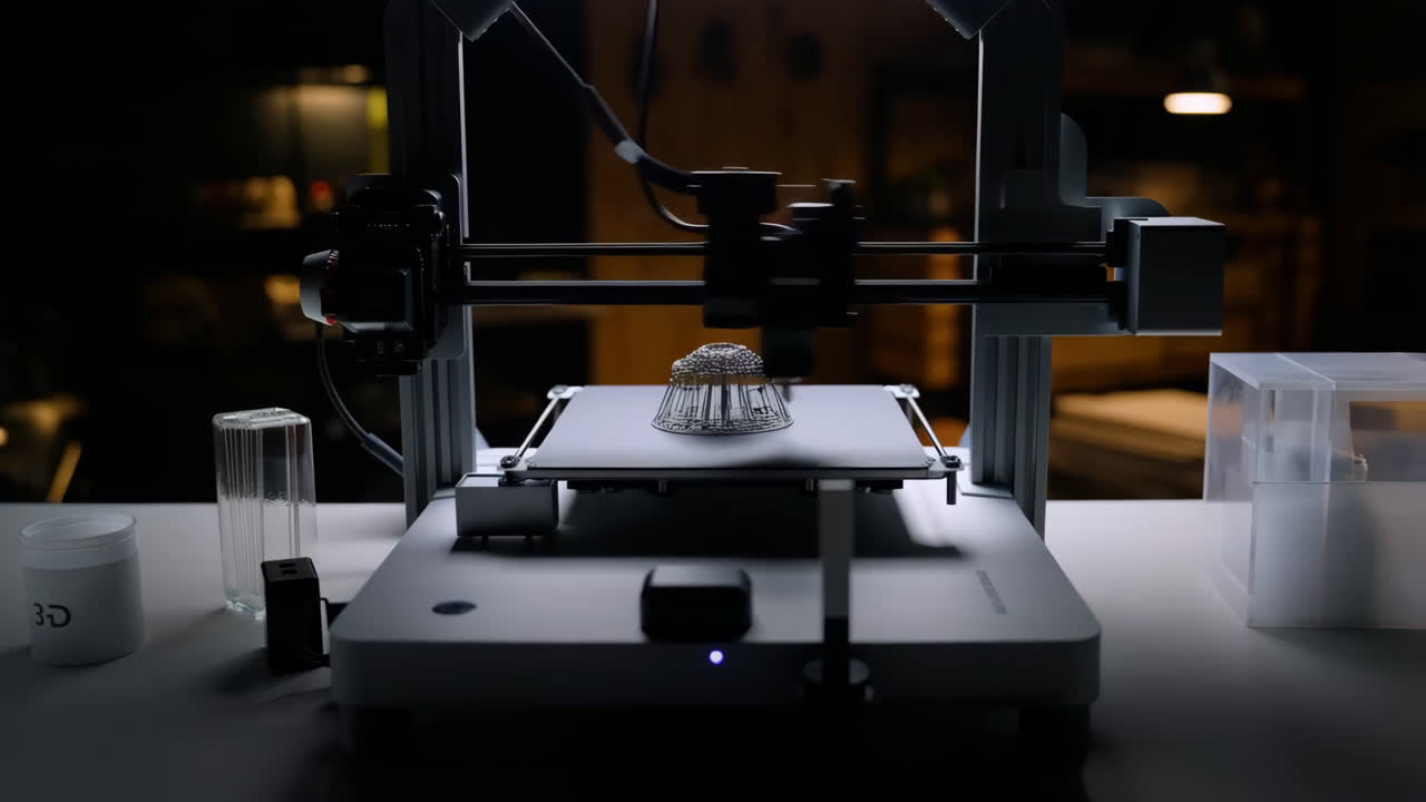 A 3D Printer in Operation Creating a Detailed Object