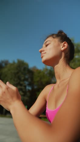 woman practicing yoga outdoors